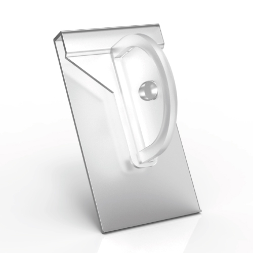 CLIP STOPER ZA PERFORIRANE MATERIJALE, POSTAVLJA SE NA 53 MM PROFIL ZA CENU, OTVOR 10 MM OD IVICE PRINTA