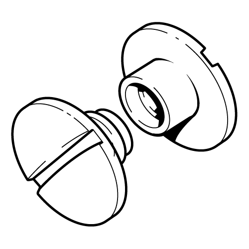 SCREW AND NUT SET NICKEL PLATED BRASS FOR FASTENING 3,5 MM MATERIALS THICKNESS