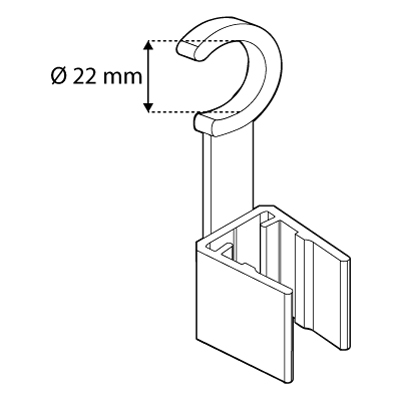 HÄNGECLIP MIT SCHWENKBAREM ARM (2ER SET), ZUR ABHÄNGUNG AN STÄBEN MIT 12 MM DURCHMESSER