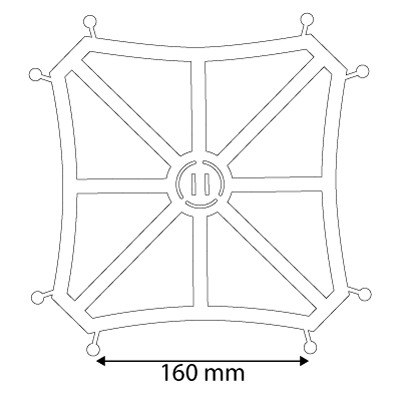 Quad-rama függesztett, műanyag, íves oldalú négyszög panelrendszer 300-600 mm 