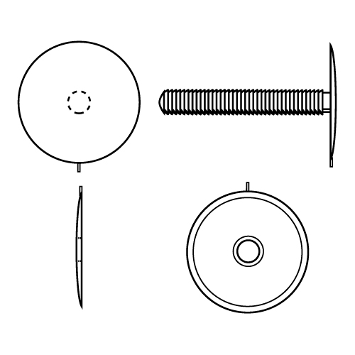 NIT DIN PLASTIC CU CAP EXTERIOR PLAT D 28 MM, PENTRU FIXARE MATERIALE CU GROSIMI DE MAX 38 MM