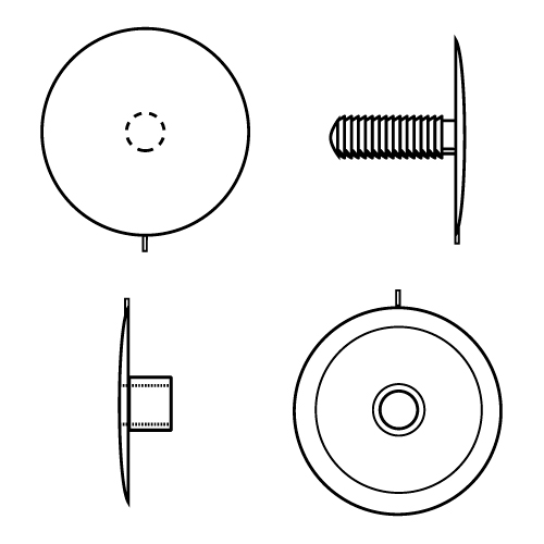 PLASTIC RIVET WITH CURVED BUTTON FOR FASTENING BETWEEN 6-15 MM MATERIALS THICKNESS