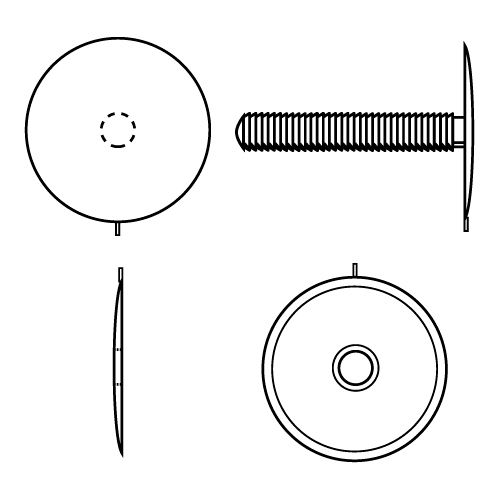 PLASTIC RIVET WITH EXTERIOR FLAT HEAD D 28 MM, FOR FASTENING 32 MM MAXIMUM MATERIALS THICKNESS