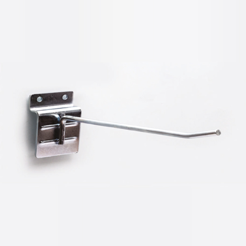 GALVANIZED SIMPLE HOOK, D 4,8 MM, WITH FIXING ON SLATWALL PANELS