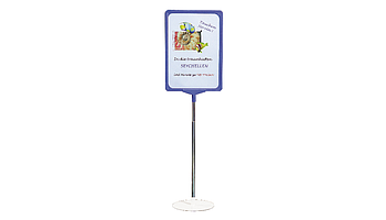 L stand with round plastic base
