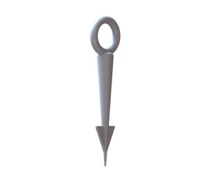 Függesztőgyűrű tüskével, teljes hossz 38 mm, d=6 mm gyűrűvel