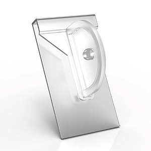 CLIP STOPER ZA PERFORIRANE MATERIJALE, POSTAVLJA SE NA 53 MM PROFIL ZA CENU, OTVOR 10 MM OD IVICE PRINTA