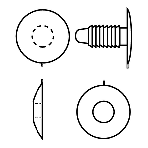 NIT DIN PLASTIC CU BUTON PLAT D 15 MM PENTRU FIXARE MATERIALE CU GROSIMI DE 0-9 MM