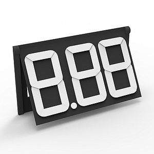 PP30 felhajtható modul, 3 db 30 mm magas karakterrel (2 tizedessel), teljes méret: 36x62 mm