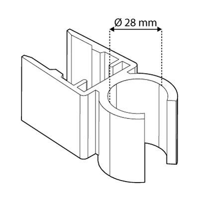 Plakátkeret kiegészítő csőklipsz Series 5 típusú plakátkeretekhez, 28 mm csőátmérőhöz