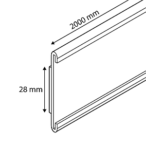 C - SCHIENE FÜR KÜHLTRUHEN, MIT DOPPELSEITIGEM KLEBEBAND, 28X2000 MM