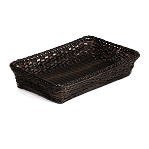 SZÖGLETES FONOTT MŰANYAG KOSÁR. AZ ALAP MÉRETE: 530X325X100 MM (HxSZxM)