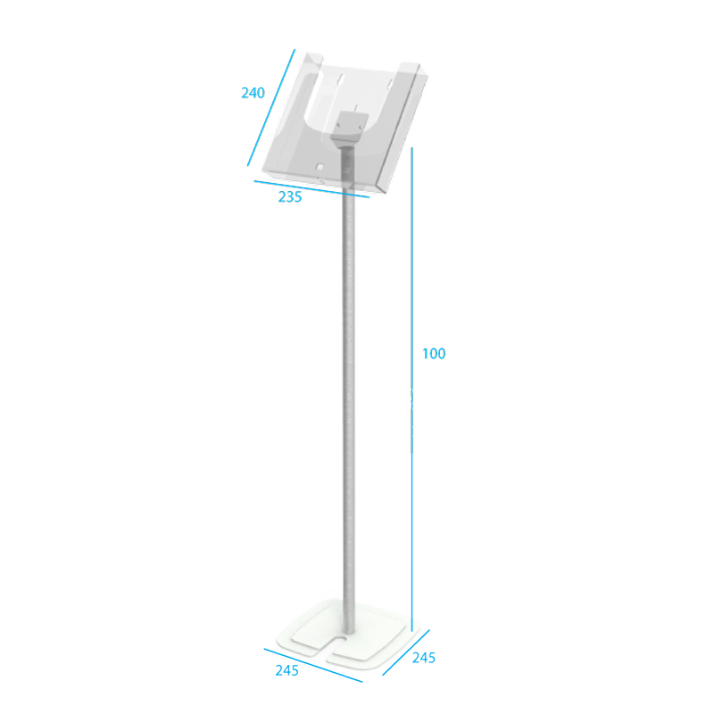 SZÓRÓLAPTARTÓ ÁLLVÁNY KEREK, FÉM TALP D=246 MM, 1000 MM ALU OSZLOP, A4 SZÓRÓLAPTARTÓVAL CPA 030-421