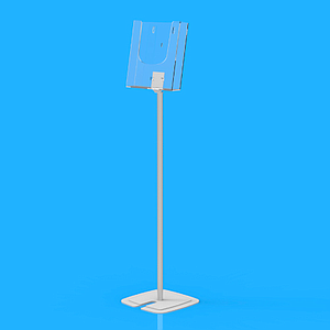 SZÓRÓLAPTARTÓ ÁLLVÁNY KEREK, FÉM TALP D=246 MM, 800 MM ALU OSZLOP, A4 SZÓRÓLAPTARTÓVAL CPA 030-421