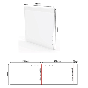 PVC 0,4 mm zseb 3 lyukkal cápauszony zászlótartóhoz, átlátszó, 150x210 mm