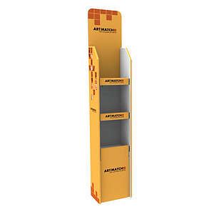 75 KG, CORRUGATED CARDBOARD DISPLAY 290X230X1295+315 MM HEADER 