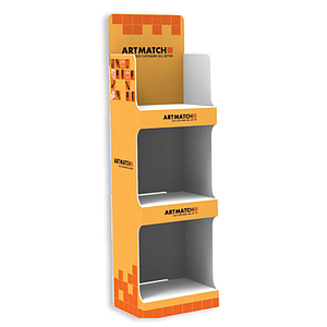 COUNTER DISPLAY 120x140x440+70 MM HEADER - CORRUGATED CARDBOARD 