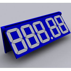 PP30 modul, 5 db 30 mm magas karakterrel (2 tizedessel), teljes méret: 36x98 mm
