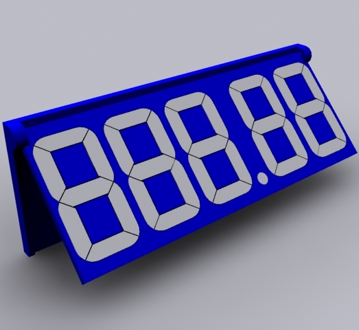 PP30 modul, 5 db 30 mm magas karakterrel (2 tizedessel), teljes méret: 36x98 mm
