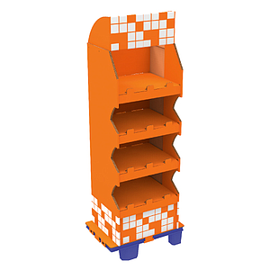 32 KG, CORRUGATED CARDBOARD DISPLAY 400x480x1290+200 MM HEADER 
