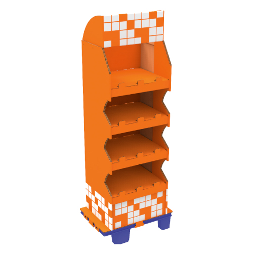 32 KG, CORRUGATED CARDBOARD DISPLAY 400x480x1290+200 MM HEADER 