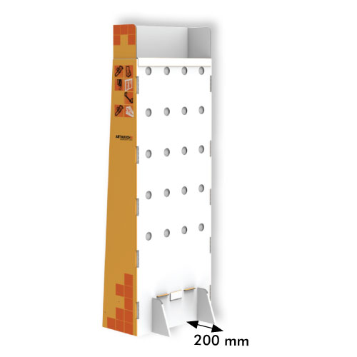 DISPLAY 300x640x1600+200 MM HEADER - CORRUGATED CARDBOARD