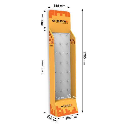 DISPLAY 385x260x1400+300 MM HEADER - CORRUGATED CARDBOARD  
