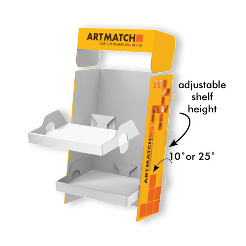 COUNTER DISPLAY 115x220x360+55 MM HEADER - CORRUGATED CARDBOARD