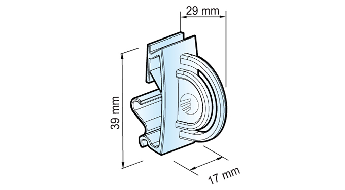 STOPPER  WITH CLIP, FIXING ON 40 MM LABEL HOLDER PROFILE