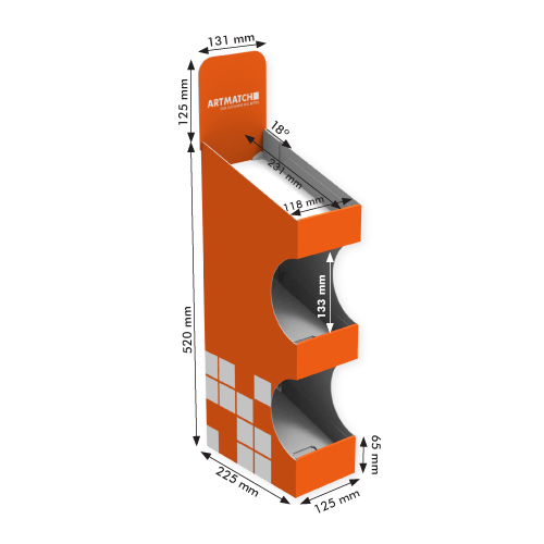 COUNTER DISPLAY 125X225X520+125 MM HEADER