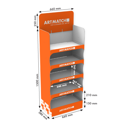 DISPLAY 380x660x1500+250 MM HEADER - CORRUGATED CARDBOARD