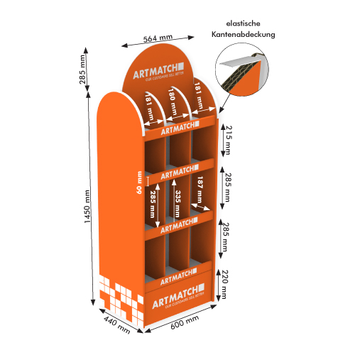 DISPLAY 440x600x1540+285 MM HEADER - CORRUGATED CARDBOARD