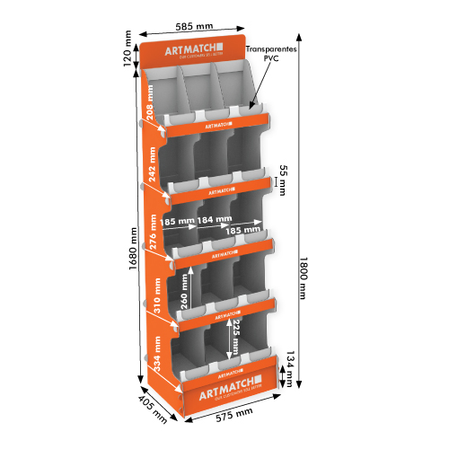 DISPLAY 405X575X1680+120 MM HEADER - CORUGATED POLYPROPYLENE 