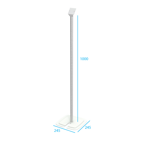 STAND WITH METALLIC RECTANGULAR BASE, ALUMINIUM ROD OF H 1000 MM AND ADAPTOR FOR LEAFLET DISPENSER