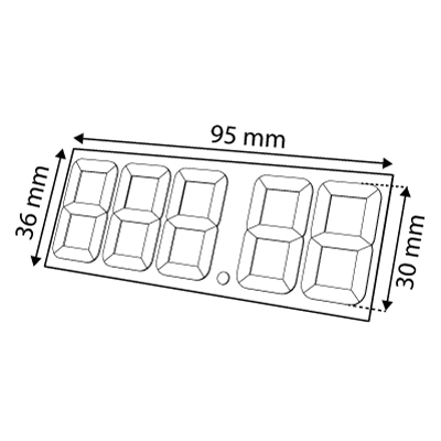 PP30 ARTICULATED MODULE BLACK, 36X95 MM, 5 DIGITS 30 MM H, WITH HOLDER AND POINT