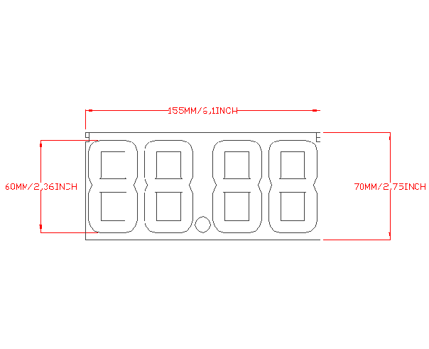 PP60 ARTICULATED MODULE BLACK, 70X155 MM, 4 DIGITS 60 MM H, WITH HOLDER