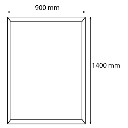 CLICK FRAME WITH CHROMIUM MITRED CORNERS, 900X1400 MM, 32 MM PROFILE; ALUMINUM, PVC ANTIREFLECTIVE COVER
