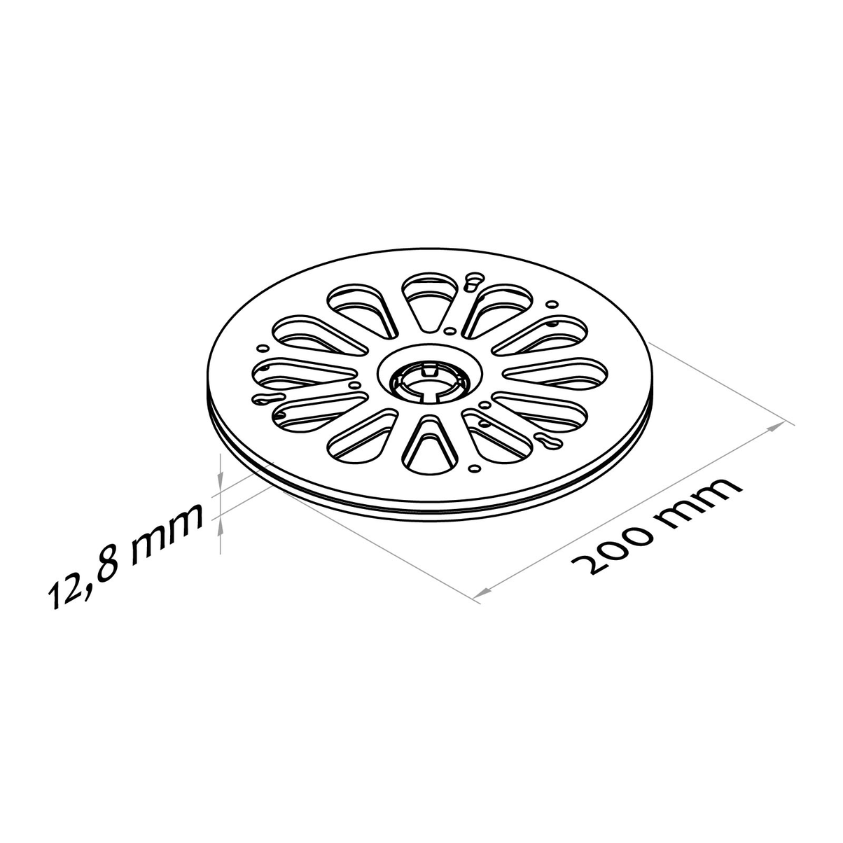 ROTARY DISK D 200 MM, H 12,8 MM, WITHOUT ADHESIVE