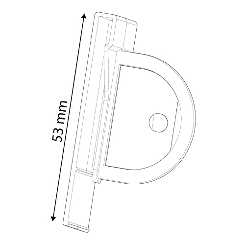 CLIP STOPPER FOR PERFORATED PRINTS, FIXING ON 39 MM SHELF PROFILE, HOLE 10 MM FROM THE EDGE PRINT