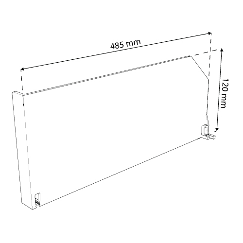 DIVIDER 120X485 MM (HXL), WITH TWO FIXING POINTS, WITH LEFT FRONT