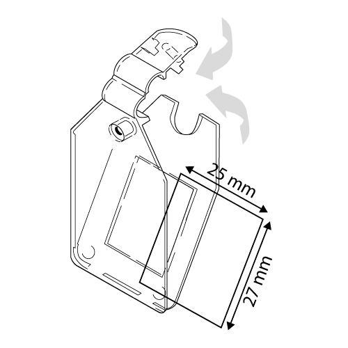NARROW SWING TAG FOR LABELS 25 X 27 MM, 4 MM DIAMETERD 4,8 MM