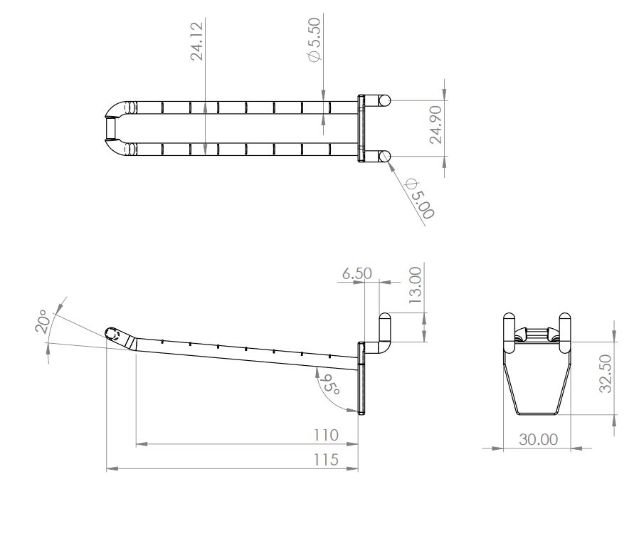 "U" ROUND ENDED HOOK FOR PUNCHED PANELS,VARIOUS LENGTHS