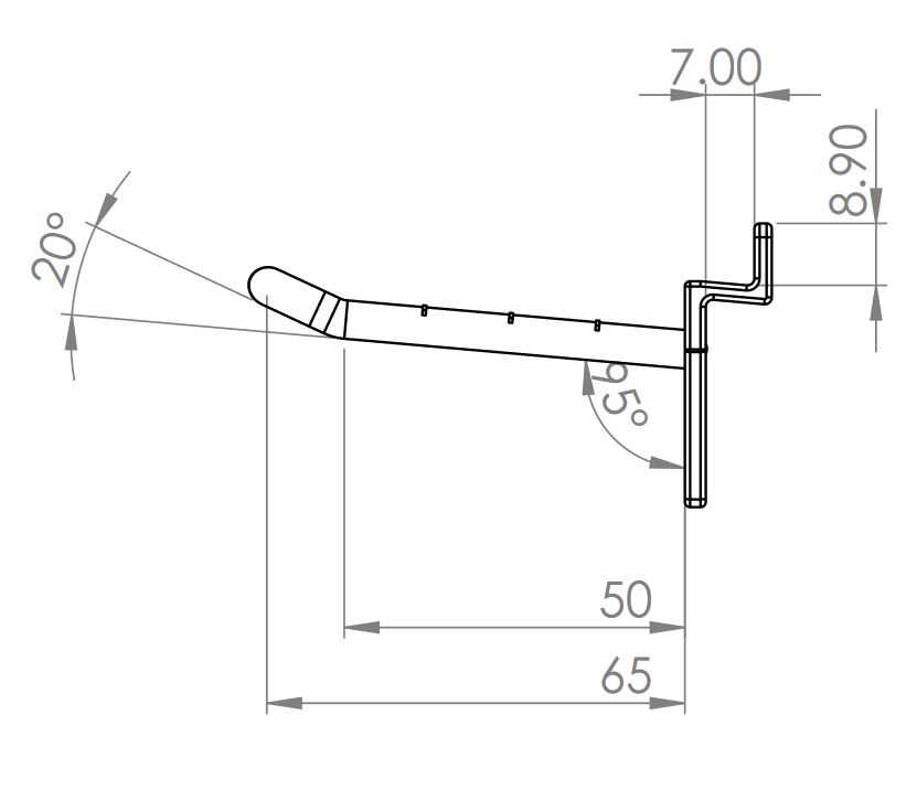 "U" ROUND ENDED HOOK FOR SLATWALL, VARIOUS LENGTHS