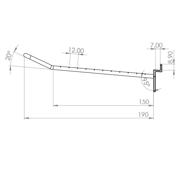 "U" ROUND ENDED HOOK FOR SLATWALL, VARIOUS LENGTHS