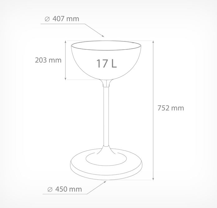UNIBOWL DISPLAY CONSISTS OF A TRANSPARENT PLASTIC SPHERE 407 MM DIAMETER, 1 TUBE AND 1 ROUND BASE