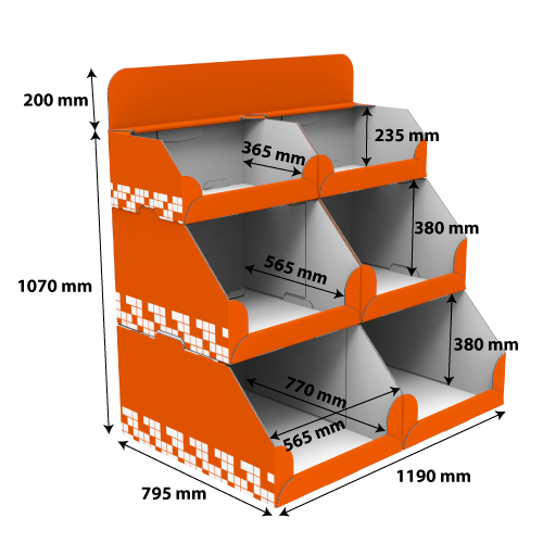 18 KG, CARDBOARD DISPLAY 795X1190X1070+200 MM HEADER
