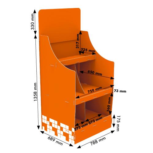50 KG, HDF DISPLAY, 689X788X1358+330 MM HEADER