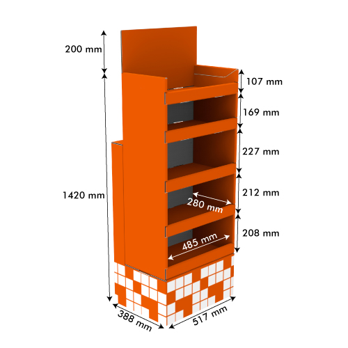 25 KG, CARDBOARD DISPLAY 388X517X1420+200 MM HEADER