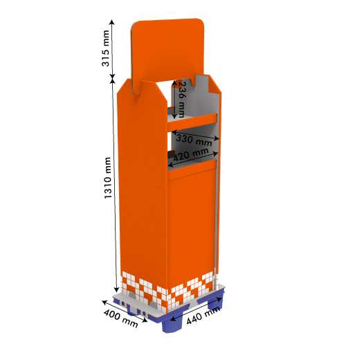 18 KG, CARDBOARD DISPLAY 400x440x1310+315 MM HEADER